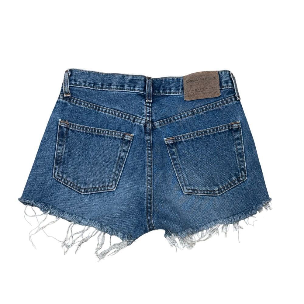 Abercrombie & Fitch Slouch Denim Shorts Size 4 Raw Hem - Picture 2 of 6